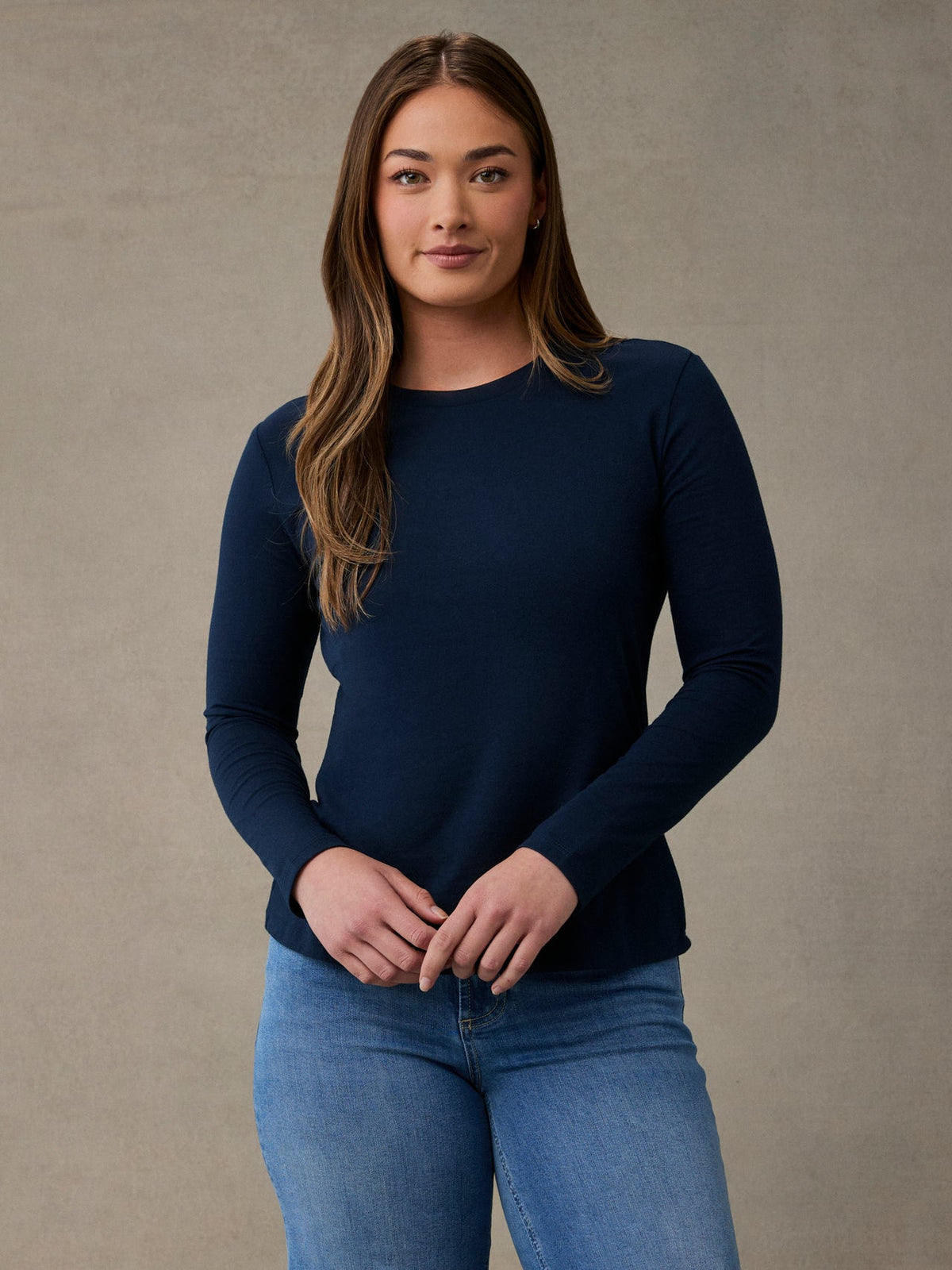 Women's Dark Navy Long Sleeve Crew