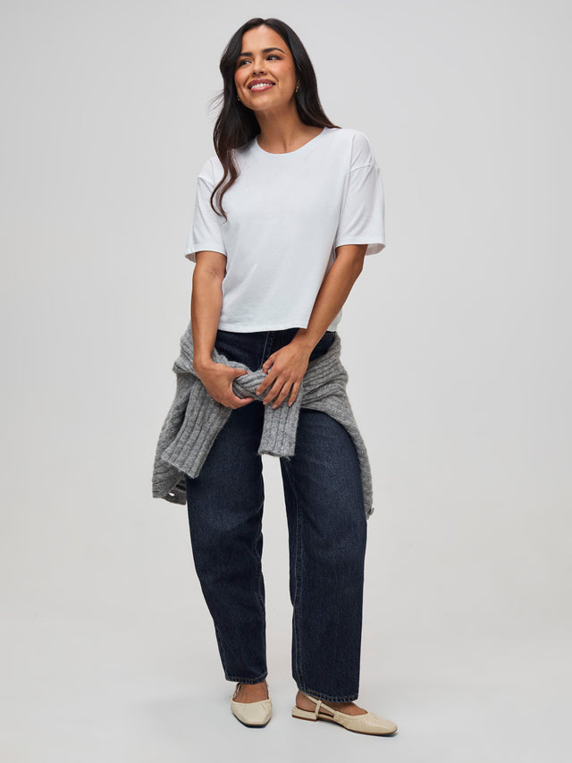 White Boxy Tee