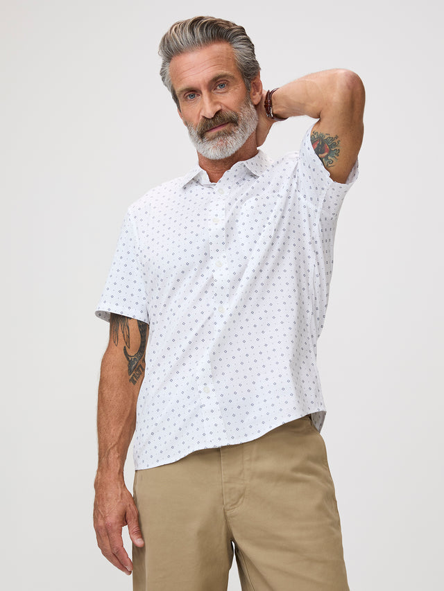 White Print All Day Short Sleeve Shirt