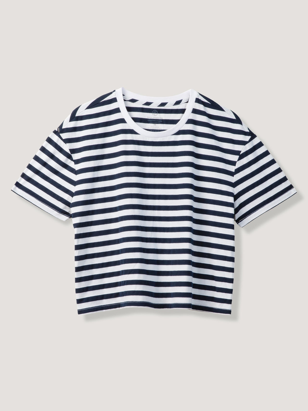 Navy & White Striped Boxy Tee